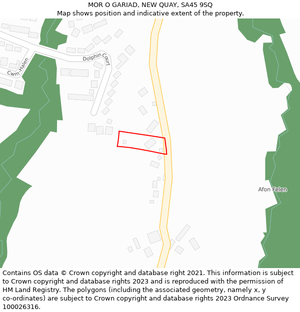 MOR O GARIAD, NEW QUAY, SA45 9SQ: Location map and indicative extent of plot
