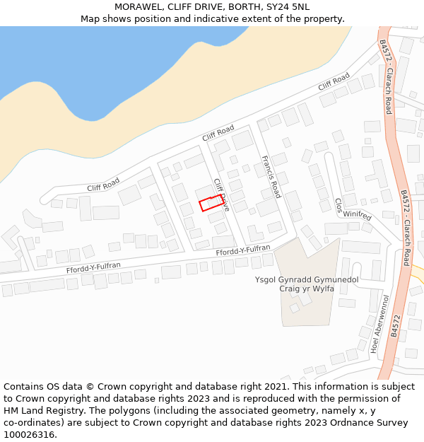 MORAWEL, CLIFF DRIVE, BORTH, SY24 5NL: Location map and indicative extent of plot