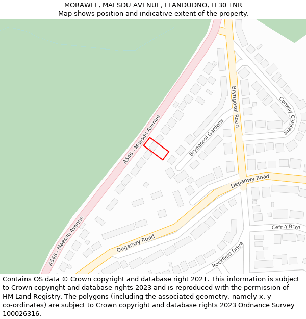 MORAWEL, MAESDU AVENUE, LLANDUDNO, LL30 1NR: Location map and indicative extent of plot