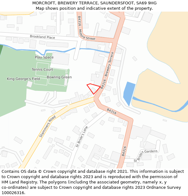 MORCROFT, BREWERY TERRACE, SAUNDERSFOOT, SA69 9HG: Location map and indicative extent of plot