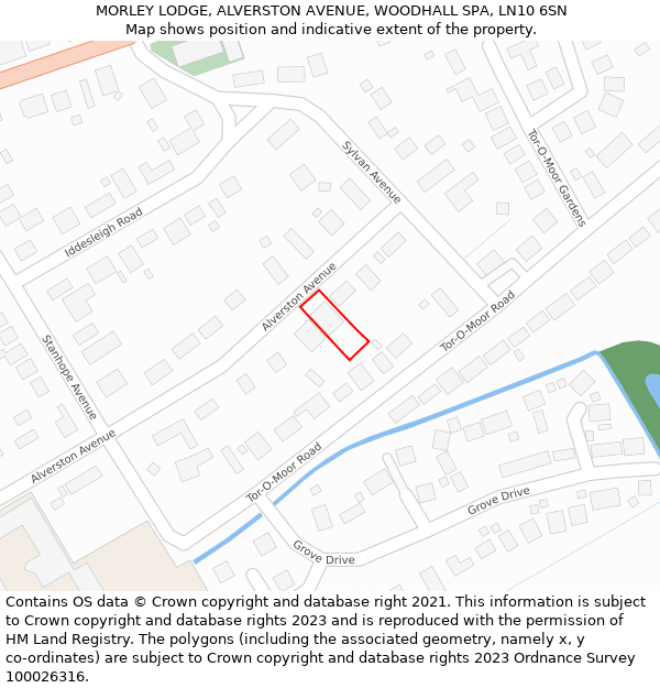 MORLEY LODGE, ALVERSTON AVENUE, WOODHALL SPA, LN10 6SN: Location map and indicative extent of plot