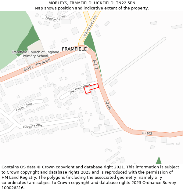 MORLEYS, FRAMFIELD, UCKFIELD, TN22 5PN: Location map and indicative extent of plot