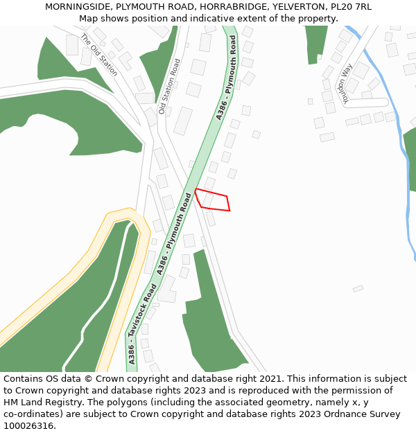 MORNINGSIDE, PLYMOUTH ROAD, HORRABRIDGE, YELVERTON, PL20 7RL: Location map and indicative extent of plot