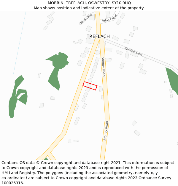 MORRIN, TREFLACH, OSWESTRY, SY10 9HQ: Location map and indicative extent of plot