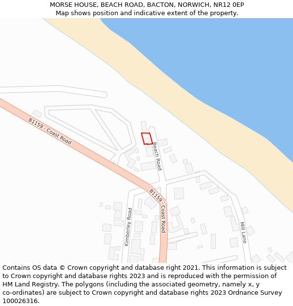 MORSE HOUSE, BEACH ROAD, BACTON, NORWICH, NR12 0EP: Location map and indicative extent of plot