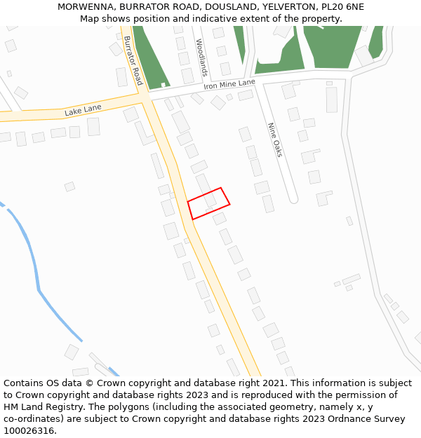 MORWENNA, BURRATOR ROAD, DOUSLAND, YELVERTON, PL20 6NE: Location map and indicative extent of plot