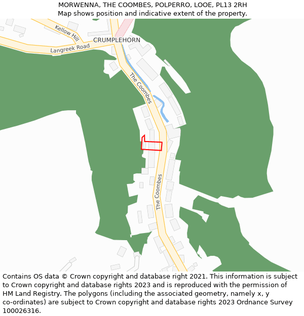 MORWENNA, THE COOMBES, POLPERRO, LOOE, PL13 2RH: Location map and indicative extent of plot