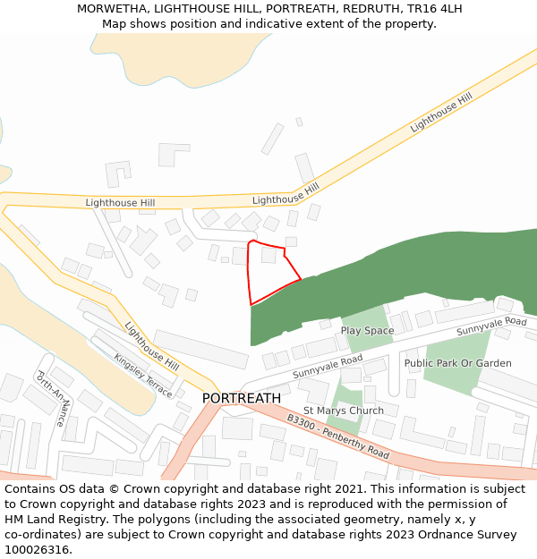 MORWETHA, LIGHTHOUSE HILL, PORTREATH, REDRUTH, TR16 4LH: Location map and indicative extent of plot