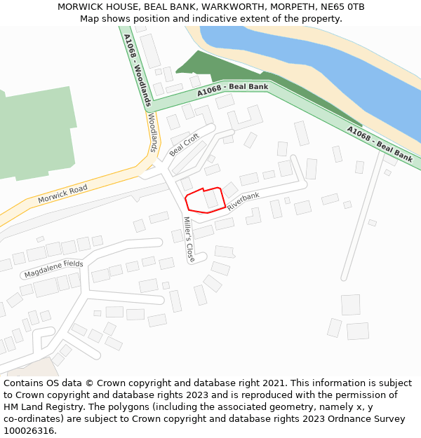 MORWICK HOUSE, BEAL BANK, WARKWORTH, MORPETH, NE65 0TB: Location map and indicative extent of plot