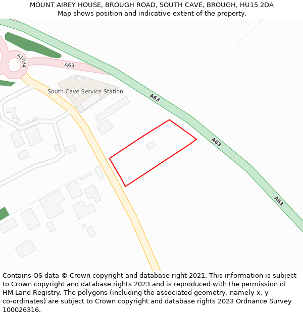 MOUNT AIREY HOUSE, BROUGH ROAD, SOUTH CAVE, BROUGH, HU15 2DA: Location map and indicative extent of plot