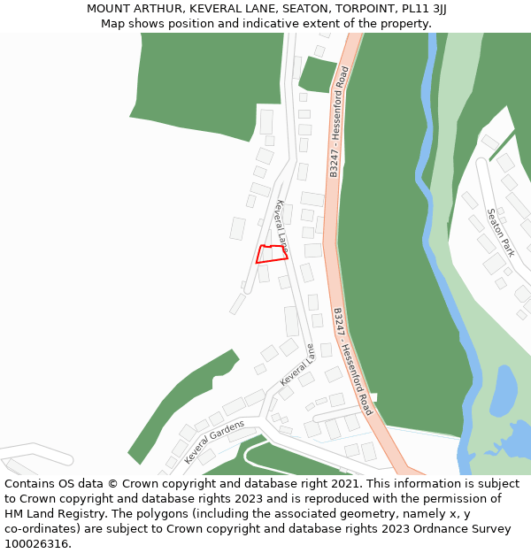 MOUNT ARTHUR, KEVERAL LANE, SEATON, TORPOINT, PL11 3JJ: Location map and indicative extent of plot