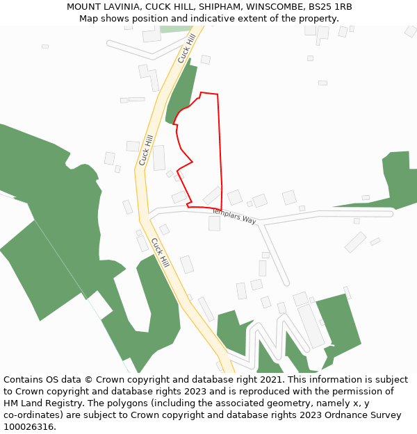 MOUNT LAVINIA, CUCK HILL, SHIPHAM, WINSCOMBE, BS25 1RB: Location map and indicative extent of plot