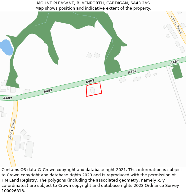 MOUNT PLEASANT, BLAENPORTH, CARDIGAN, SA43 2AS: Location map and indicative extent of plot