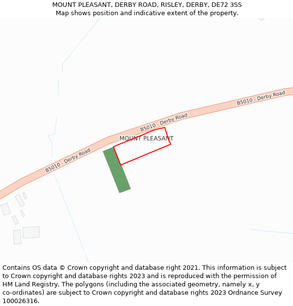 MOUNT PLEASANT, DERBY ROAD, RISLEY, DERBY, DE72 3SS: Location map and indicative extent of plot