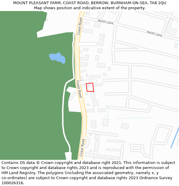 MOUNT PLEASANT FARM, COAST ROAD, BERROW, BURNHAM-ON-SEA, TA8 2QU: Location map and indicative extent of plot