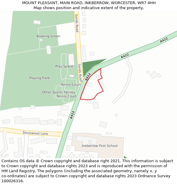 MOUNT PLEASANT, MAIN ROAD, INKBERROW, WORCESTER, WR7 4HH: Location map and indicative extent of plot