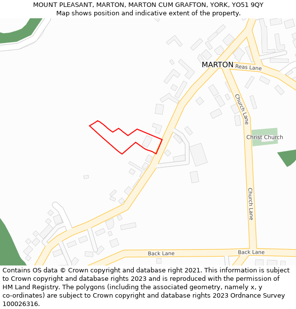 MOUNT PLEASANT, MARTON, MARTON CUM GRAFTON, YORK, YO51 9QY: Location map and indicative extent of plot