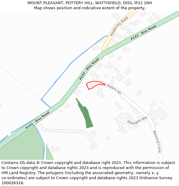 MOUNT PLEASANT, POTTERY HILL, WATTISFIELD, DISS, IP22 1NH: Location map and indicative extent of plot