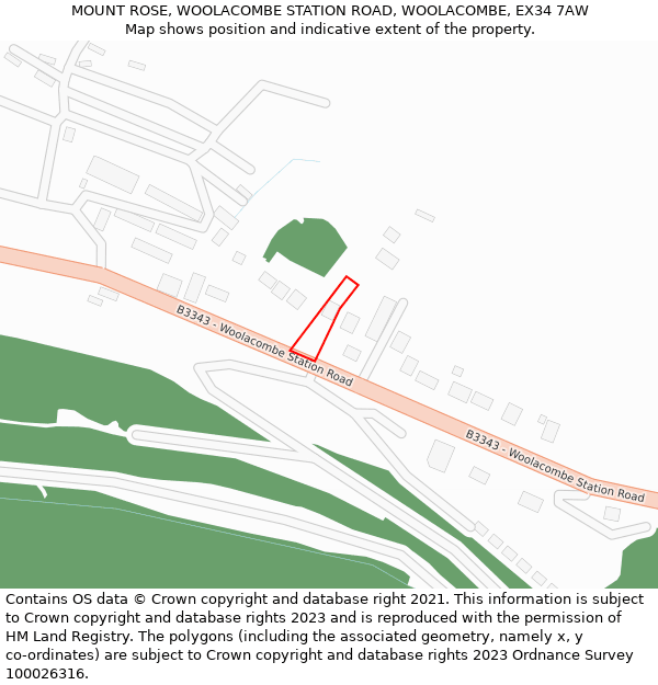 MOUNT ROSE, WOOLACOMBE STATION ROAD, WOOLACOMBE, EX34 7AW: Location map and indicative extent of plot