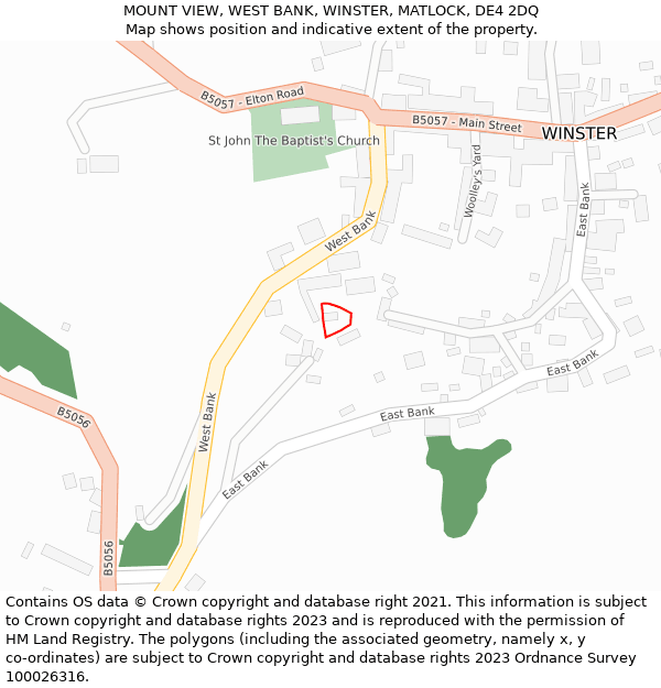 MOUNT VIEW, WEST BANK, WINSTER, MATLOCK, DE4 2DQ: Location map and indicative extent of plot