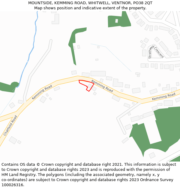 MOUNTSIDE, KEMMING ROAD, WHITWELL, VENTNOR, PO38 2QT: Location map and indicative extent of plot