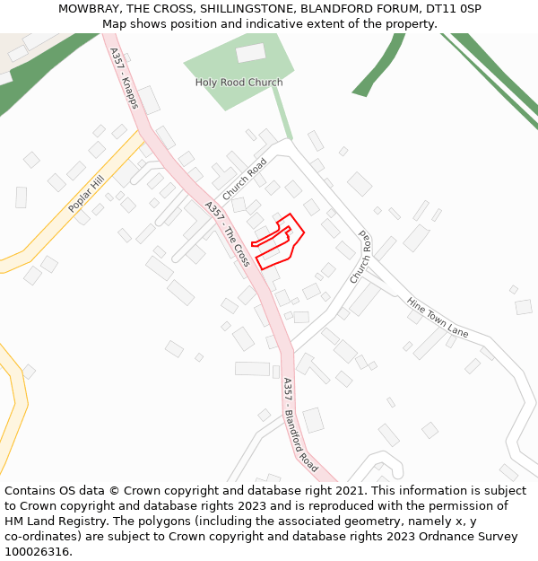 MOWBRAY, THE CROSS, SHILLINGSTONE, BLANDFORD FORUM, DT11 0SP: Location map and indicative extent of plot