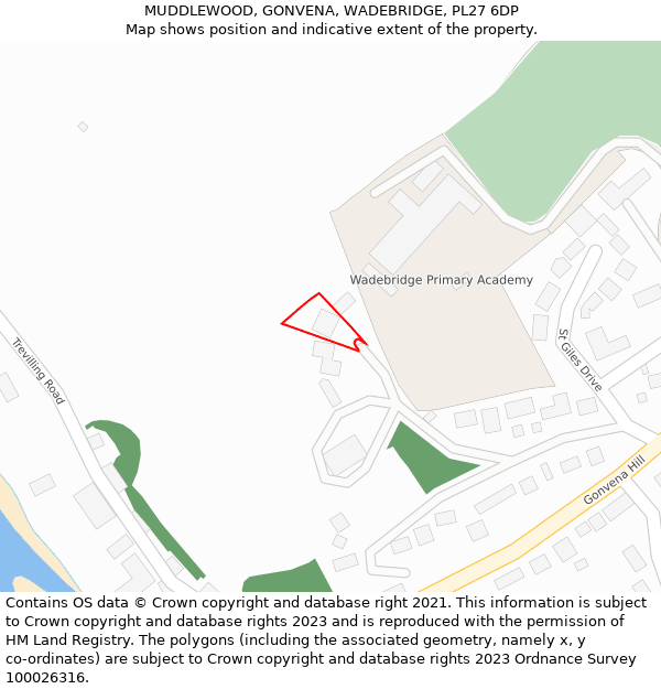 MUDDLEWOOD, GONVENA, WADEBRIDGE, PL27 6DP: Location map and indicative extent of plot