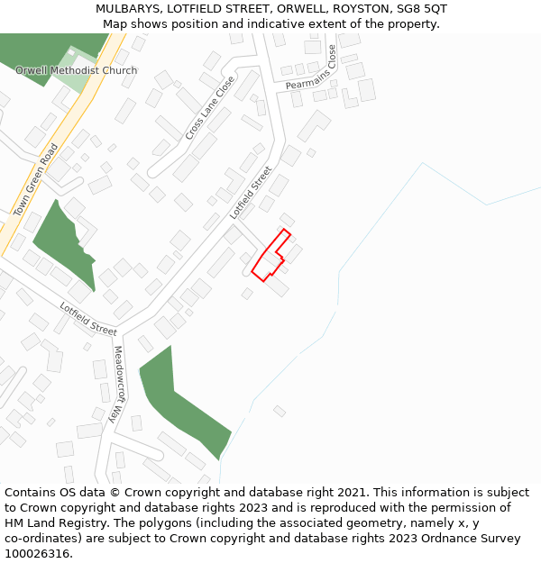 MULBARYS, LOTFIELD STREET, ORWELL, ROYSTON, SG8 5QT: Location map and indicative extent of plot