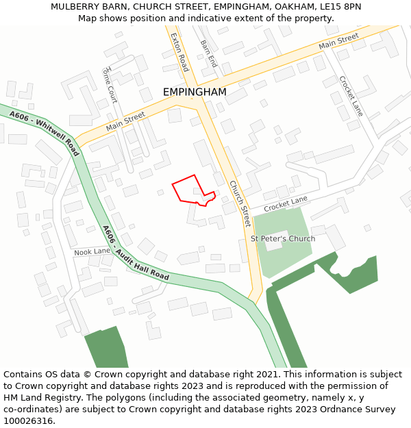 MULBERRY BARN, CHURCH STREET, EMPINGHAM, OAKHAM, LE15 8PN: Location map and indicative extent of plot