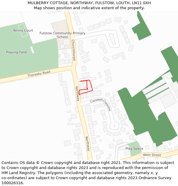 MULBERRY COTTAGE, NORTHWAY, FULSTOW, LOUTH, LN11 0XH: Location map and indicative extent of plot