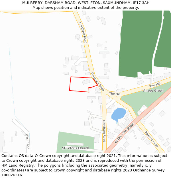 MULBERRY, DARSHAM ROAD, WESTLETON, SAXMUNDHAM, IP17 3AH: Location map and indicative extent of plot