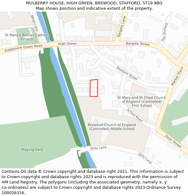 MULBERRY HOUSE, HIGH GREEN, BREWOOD, STAFFORD, ST19 9BD: Location map and indicative extent of plot