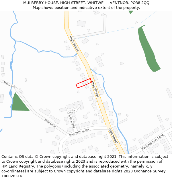 MULBERRY HOUSE, HIGH STREET, WHITWELL, VENTNOR, PO38 2QQ: Location map and indicative extent of plot