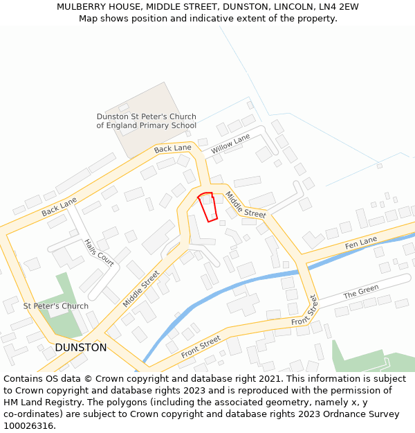 MULBERRY HOUSE, MIDDLE STREET, DUNSTON, LINCOLN, LN4 2EW: Location map and indicative extent of plot