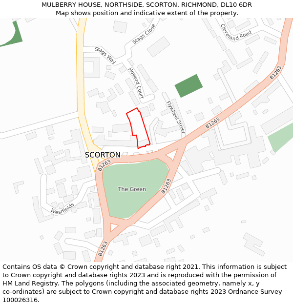 MULBERRY HOUSE, NORTHSIDE, SCORTON, RICHMOND, DL10 6DR: Location map and indicative extent of plot