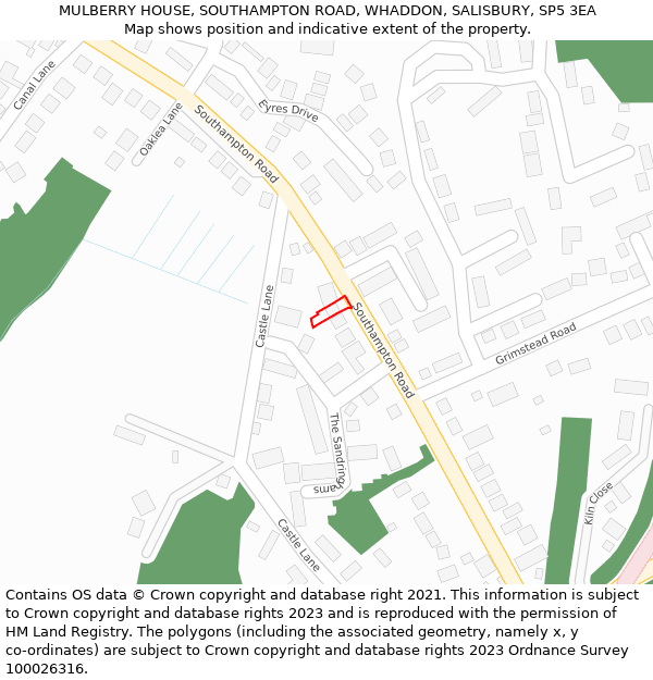 MULBERRY HOUSE, SOUTHAMPTON ROAD, WHADDON, SALISBURY, SP5 3EA: Location map and indicative extent of plot