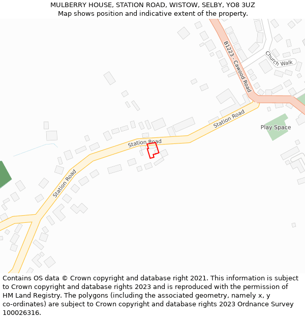 MULBERRY HOUSE, STATION ROAD, WISTOW, SELBY, YO8 3UZ: Location map and indicative extent of plot