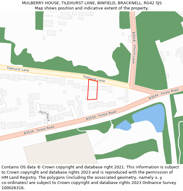 MULBERRY HOUSE, TILEHURST LANE, BINFIELD, BRACKNELL, RG42 5JS: Location map and indicative extent of plot