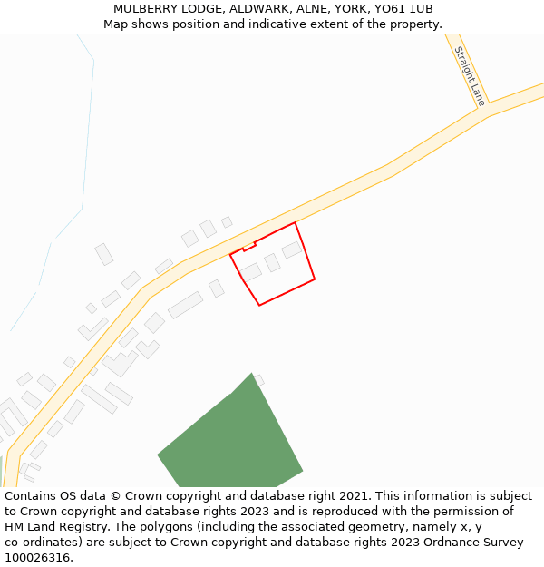 MULBERRY LODGE, ALDWARK, ALNE, YORK, YO61 1UB: Location map and indicative extent of plot