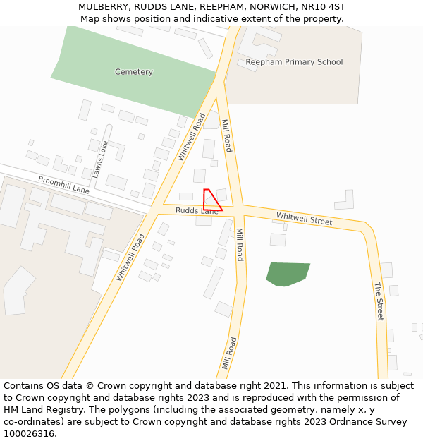 MULBERRY, RUDDS LANE, REEPHAM, NORWICH, NR10 4ST: Location map and indicative extent of plot