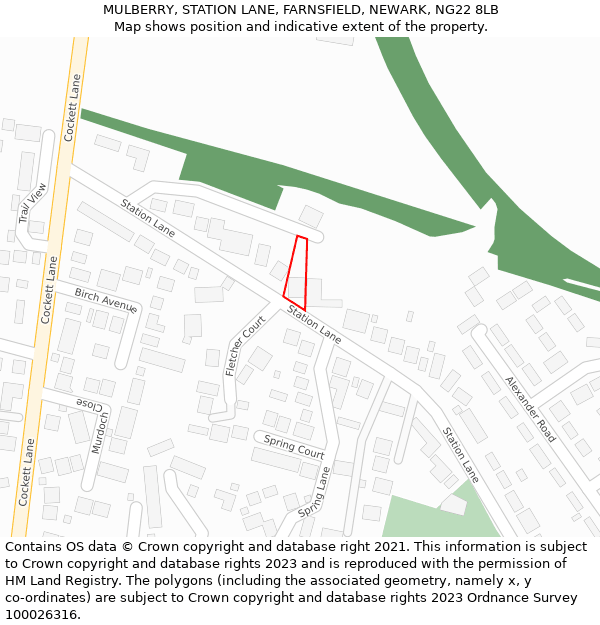 MULBERRY, STATION LANE, FARNSFIELD, NEWARK, NG22 8LB: Location map and indicative extent of plot