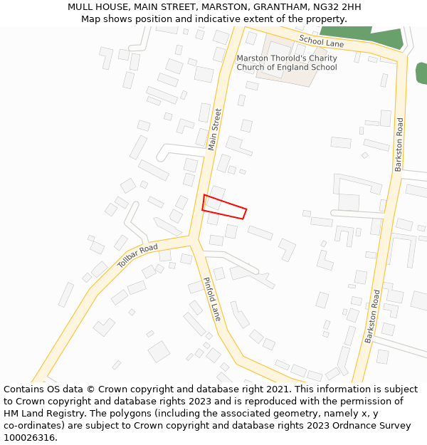 MULL HOUSE, MAIN STREET, MARSTON, GRANTHAM, NG32 2HH: Location map and indicative extent of plot