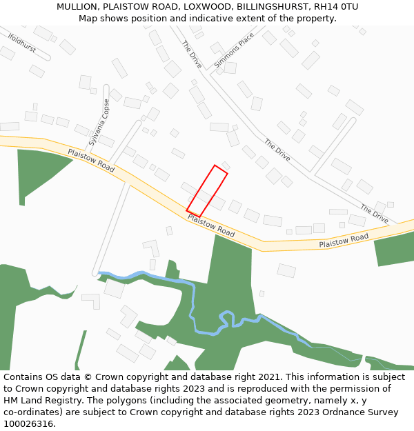 MULLION, PLAISTOW ROAD, LOXWOOD, BILLINGSHURST, RH14 0TU: Location map and indicative extent of plot