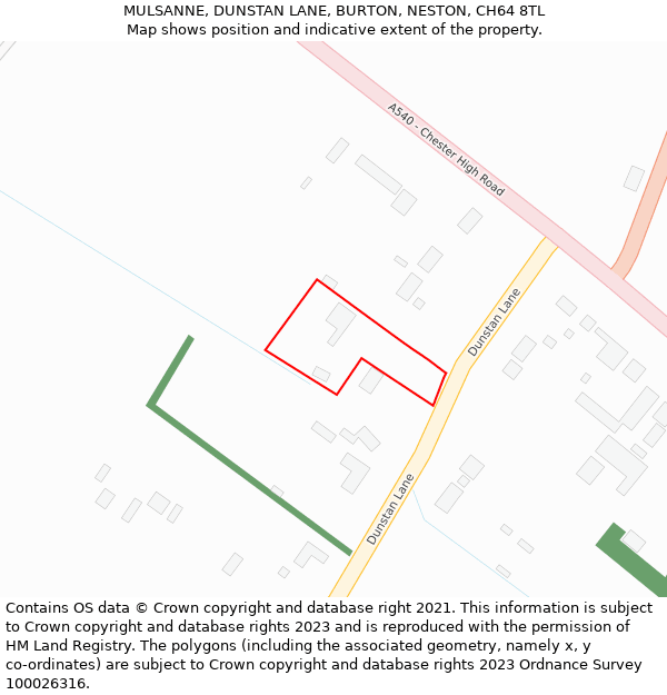 MULSANNE, DUNSTAN LANE, BURTON, NESTON, CH64 8TL: Location map and indicative extent of plot