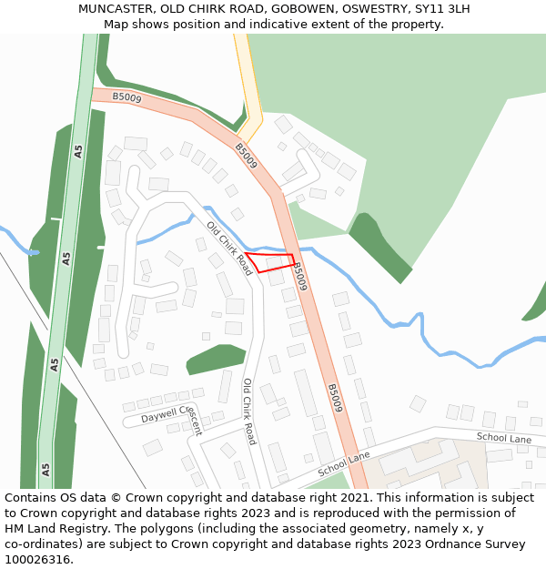 MUNCASTER, OLD CHIRK ROAD, GOBOWEN, OSWESTRY, SY11 3LH: Location map and indicative extent of plot