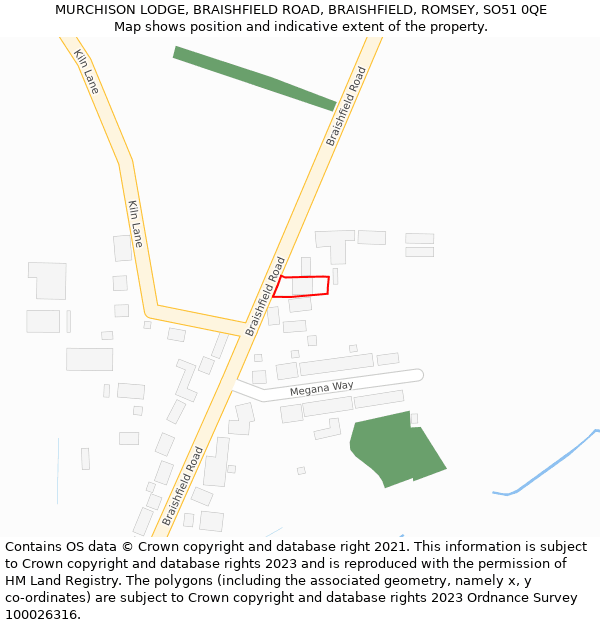 MURCHISON LODGE, BRAISHFIELD ROAD, BRAISHFIELD, ROMSEY, SO51 0QE: Location map and indicative extent of plot