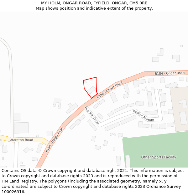 MY HOLM, ONGAR ROAD, FYFIELD, ONGAR, CM5 0RB: Location map and indicative extent of plot