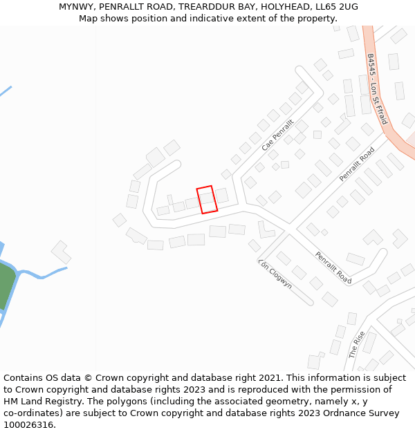 MYNWY, PENRALLT ROAD, TREARDDUR BAY, HOLYHEAD, LL65 2UG: Location map and indicative extent of plot