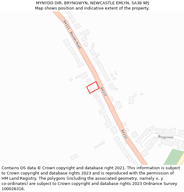 MYNYDD DIR, BRYNGWYN, NEWCASTLE EMLYN, SA38 9PJ: Location map and indicative extent of plot