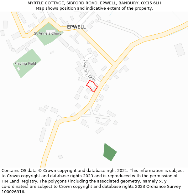 MYRTLE COTTAGE, SIBFORD ROAD, EPWELL, BANBURY, OX15 6LH: Location map and indicative extent of plot